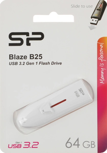 Флеш Диск Silicon Power 64Gb Blaze B25 SP064GBUF3B25V1W USB3.0 белый