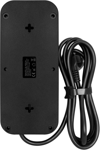 Сетевой фильтр Powercom SP-08 USB03AB 3,0 m 3.0м (8 розеток) черный (коробка)