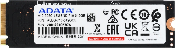 Накопитель SSD A-Data PCIe 3.0 x4 512GB ALEG-710-512GCS Legend 710 M.2 2280