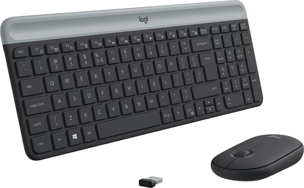 Клавиатура + мышь Logitech MK470 клав:черный/серый мышь:черный USB беспроводная slim (920-009204)