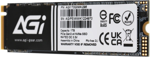 Накопитель SSD AGi PCIe 3.0 x4 1TB AGI1T0GIMAI298 AI298 M.2 2280