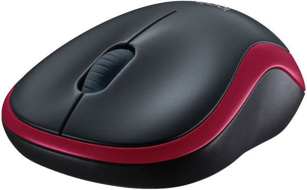 Мышь Logitech M185 черный/красный оптическая 1000dpi беспров. USB1.1 для ноутбука 2but (910-002633)