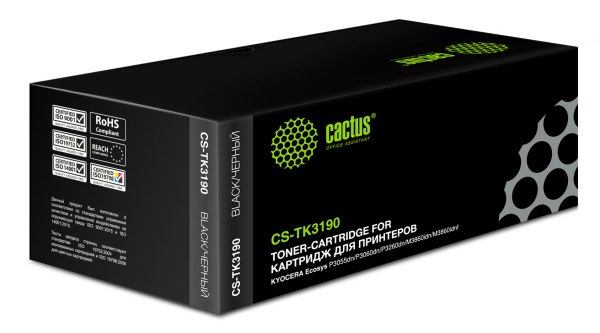 Картридж лазерный Cactus CS-TK3190 черный (25000стр.) для Kyocera Ecosys P3055dn/P3060dn