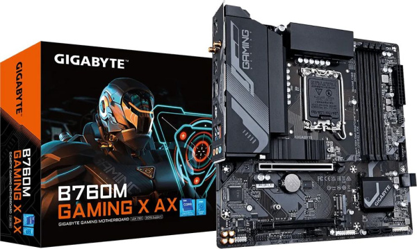 Материнская плата Gigabyte B760M GAMING X AX Soc-1700 Intel B760 4xDDR5 mATX AC`97 8ch(7.1) 2.5Gg RAID+HDMI+DP