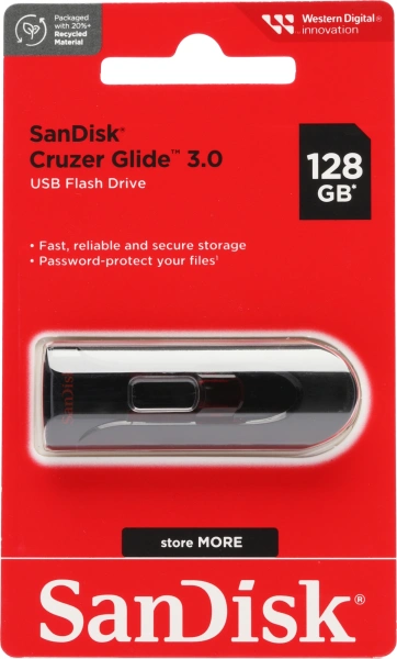 Флеш Диск Sandisk 128Gb Cruzer Glide SDCZ600-128G-G35 USB3.0 черный/красный