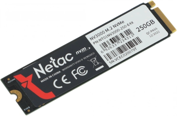 Накопитель SSD Netac PCI-E 3.0 x4 250Gb NT01NV3000-250-E4X NV3000 M.2 2280