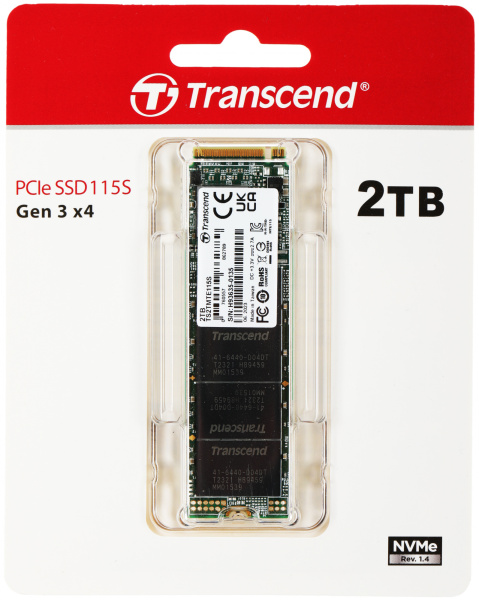 Накопитель SSD Transcend PCI-E 3.0 x4 2TB TS2TMTE115S 115S M.2 2280 0.2 DWPD