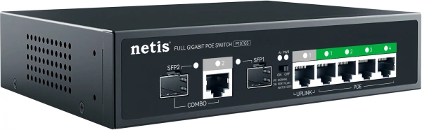 Коммутатор Netis P107GS 6x1Гбит/с 2SFP 4PoE 65W неуправляемый