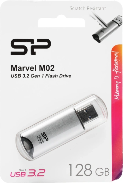 Флеш Диск Silicon Power 128GB Marvel M02 SP128GBUF3M02V1S USB3.0 серебристый