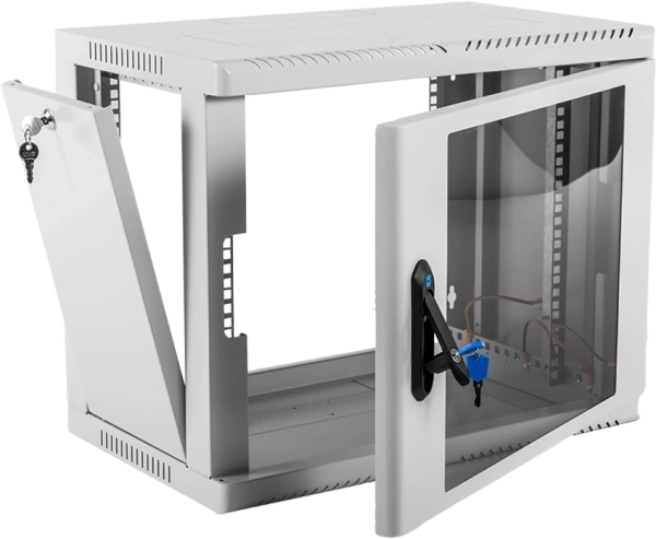 Шкаф коммутационный ЦМО (ШРН-9.350) настенный 9U 600x350мм пер.дв.стекл 200кг серый 300мм 180град.