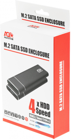 Внешний корпус SSD AgeStar 3UBNF5C SATA III USB 3.0 USB 3.0 Type-С алюминий черный M2 2280 B-key