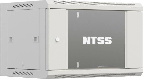 Шкаф коммутационный NTSS Премиум (NTSS-W6U6060GS-2) настенный 6U 600x600мм пер.дв.стекл 60кг серый IP20 сталь