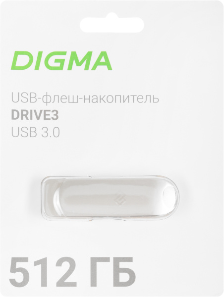 Флеш Диск Digma 512Gb DRIVE3 DGFUM512A30SR USB3.0 серебристый