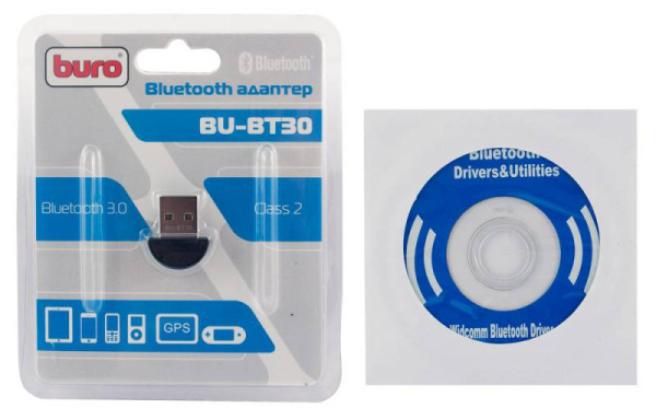 Адаптер USB Buro BU-BT30 Bluetooth 3.0+EDR class 2 10м черный