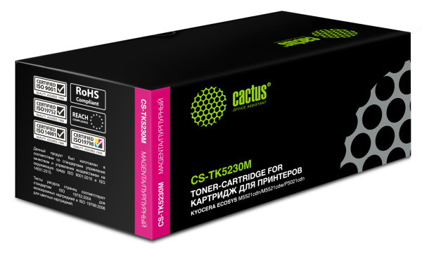 Картридж лазерный Cactus CS-TK5230M пурпурный (2600стр.) для Kyocera Ecosys M5521cdn/M5521cdw/P5021cdn/P5021cdw