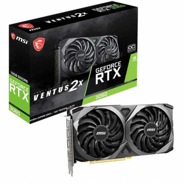 Видеокарта MSI PCI-E 4.0 RTX 3060 VENTUS 2X 12G OC NVIDIA GeForce RTX 3060 12Gb 192bit GDDR6 1680/15000 HDMIx1 DPx3 HDCP Ret