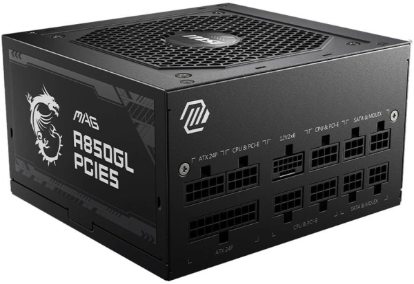 Блок питания MSI ATX 850W MAG A850GL PCIE5 80+ gold (20+4pin) APFC 120mm fan 8xSATA Cab Manag RTL