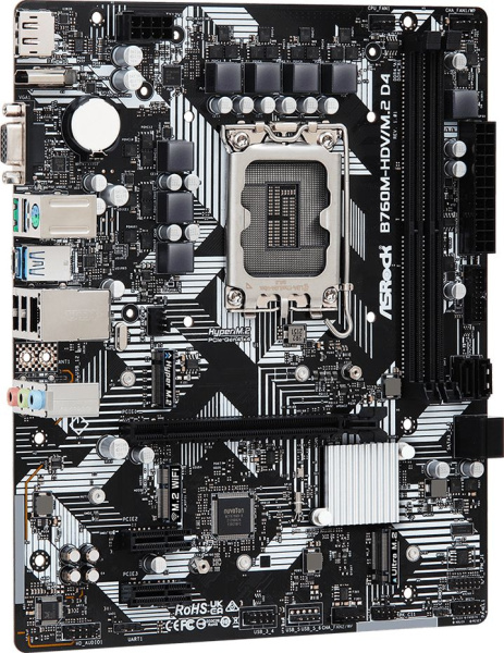 Материнская плата Asrock B760M-HDV/M.2 D4 Soc-1700 Intel B760 2xDDR4 mATX AC`97 8ch(7.1) GbLAN RAID+VGA+HDMI+DP