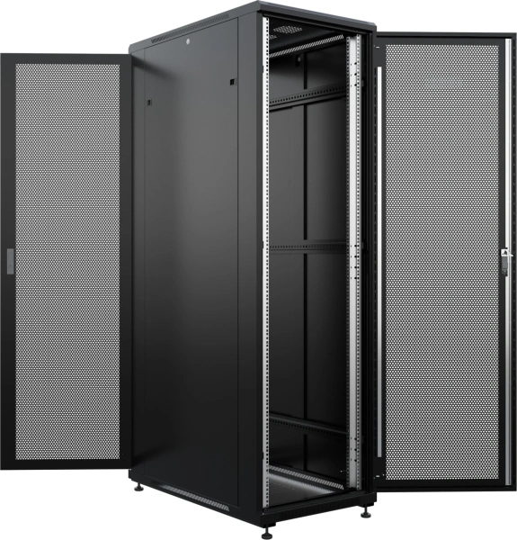 Шкаф серверный NTSS Премиум (NTSS-R42U80100PD/PDD-BL) напольный 42U 800x1000мм пер.дв.перфор. металл 900кг серый 160кг