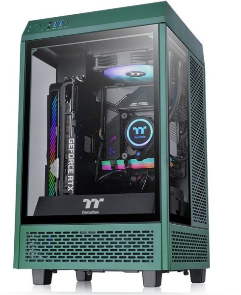 Корпус Thermaltake The Tower 100 Racing Green без БП miniITX 1x120mm 3x140mm 2xUSB3.0 audio bott PSU