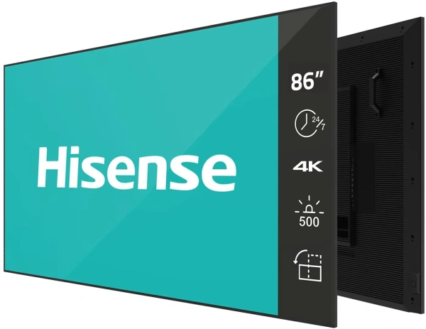 Панель Hisense 86" 86DM66D черный D-LED DID LED 8ms 16:9 HDMI M/M матовая 1200:1 500cd 178гр/178гр 3840x2160 DP 4K USB 38.2кг