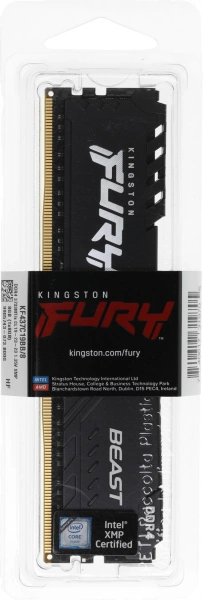 Память DDR4 8Gb 3733MHz Kingston KF437C19BB/8 Fury Beast Black RTL Gaming PC4-29800 CL19 DIMM 288-pin 1.35В single rank с радиатором Ret