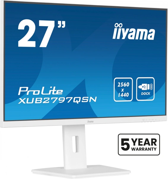 Монитор Iiyama 27" ProLite XUB2797QSN-W1 белый IPS LED 1ms 16:9 HDMI M/M матовая HAS Piv 1300:1 250cd 178гр/178гр 2560x1440 100Hz DP Quad HD 2K (1440p) USB 6.1кг