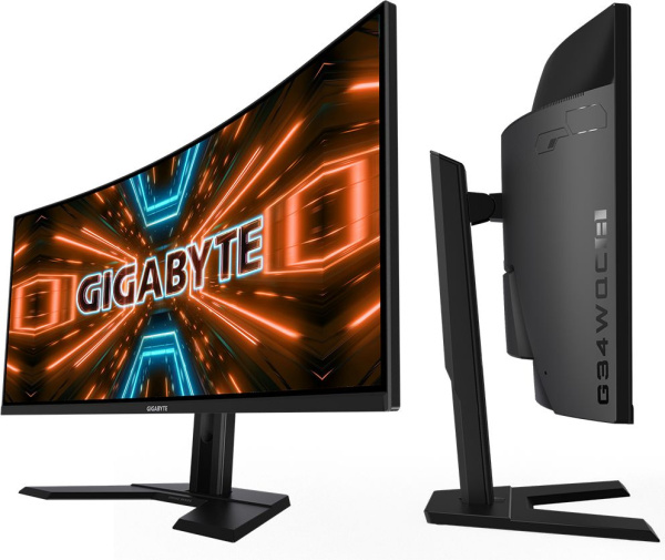 Монитор Gigabyte 34" G34WQC A черный VA LED 1ms 21:9 HDMI M/M матовая HAS 350cd 178гр/178гр 3440x1440 144Hz FreeSync Premium DP 2K 8.4кг