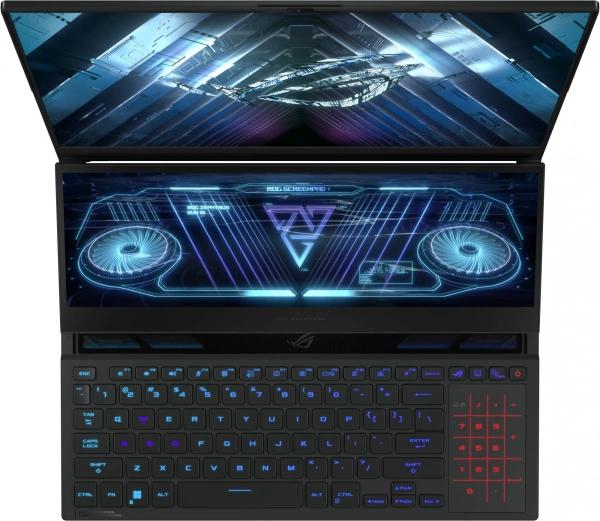 Ноутбук Asus ROG Zephyrus Duo GX650PY-NM083W Ryzen 9 7945HX 32Gb SSD2Tb NVIDIA GeForce RTX4090 16Gb 16" IPS WQXGA (2560x1600) Windows 11 Home black WiFi BT (90NR0BI1-M004V0)