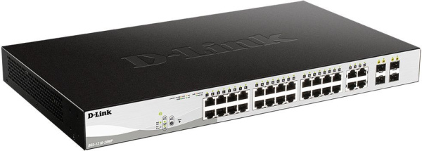 Коммутатор D-Link DGS-1210-28MP DGS-1210-28MP/F 24x1Гбит/с 4xКомбо(1000BASE-T/SFP) 24PoE+ 370W настраиваемый