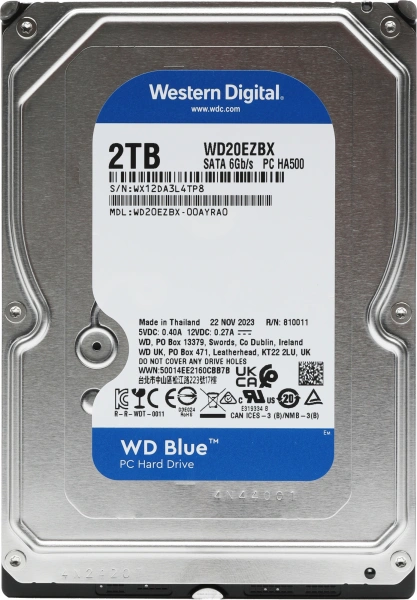 Жесткий диск WD SATA-III 2Tb WD20EZBX Desktop Blue (7200rpm) 256Mb 3.5"