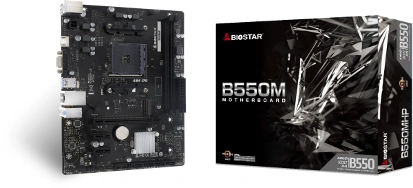 Материнская плата Biostar B550MHP Soc-AM4 AMD B450 2xDDR4 mATX AC`97 8ch(7.1) GbLAN RAID+VGA+HDMI