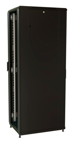 Шкаф серверный WRline (WR-TT-4268-AS-RAL9004) напольный 42U 600x800мм пер.дв.стекл задн.дв.стал.лист 2 бок.пан. 800кг черный 710мм 2055мм IP20 сталь