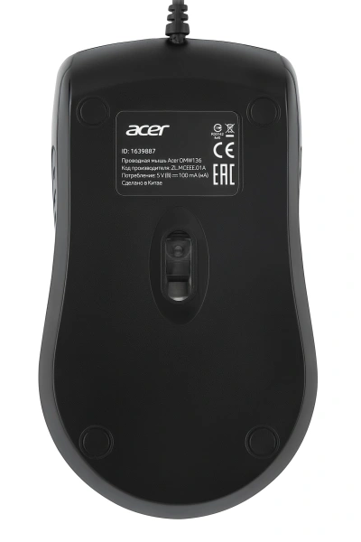 Мышь Acer OMW136 черный оптическая (1200dpi) USB (2but)