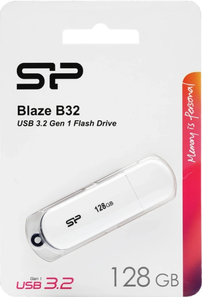 Флеш Диск Silicon Power 128Gb Blaze B32 SP128GBUF3B32V1W USB3.2 белый/синий