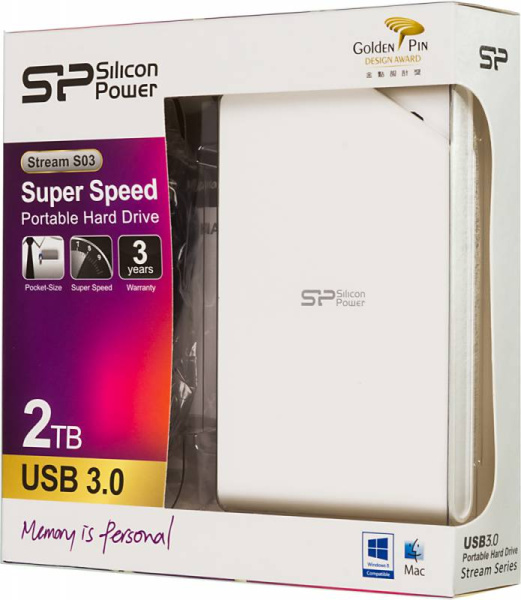 Жесткий диск Silicon Power USB 3.0 2Tb SP020TBPHDS03S3W S03 SP020TBPHDS03S3W Stream 2.5" белый