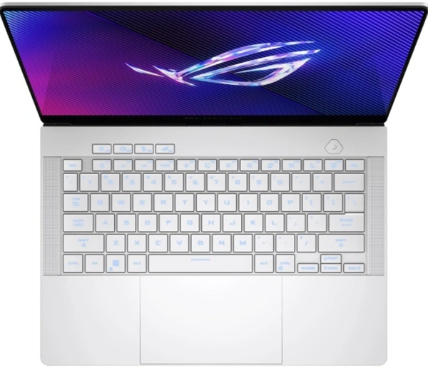 Ноутбук Asus ROG Zephyrus G14 GA403UI-QS094W Ryzen 9 8945HS 32Gb SSD1Tb NVIDIA GeForce RTX4070 8Gb 14" OLED 3K (2880x1800) Windows 11 Home white WiFi BT Cam (90NR0HX2-M004J0)