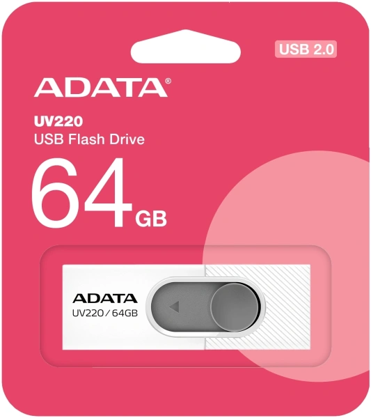 Флеш Диск A-Data 64Gb UV220 AUV220-64G-RWHGY USB2.0 белый/серый