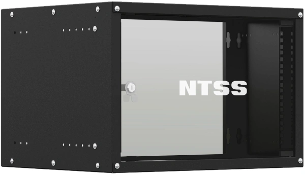 Шкаф коммутационный NTSS Lime (NTSS-WL6U5545GS-BL) настенный 6U 550x450мм пер.дв.стекл несъемн.бок.пан. 30кг черный