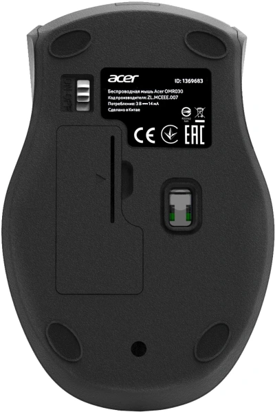 Мышь Acer OMR030 черный оптическая (1600dpi) беспроводная USB (3but)