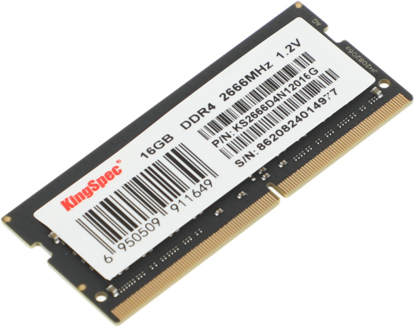 Память DDR4 16GB 2666MHz Kingspec KS2666D4N12016G RTL PC4-21300 SO-DIMM 260-pin 1.2В single rank Ret