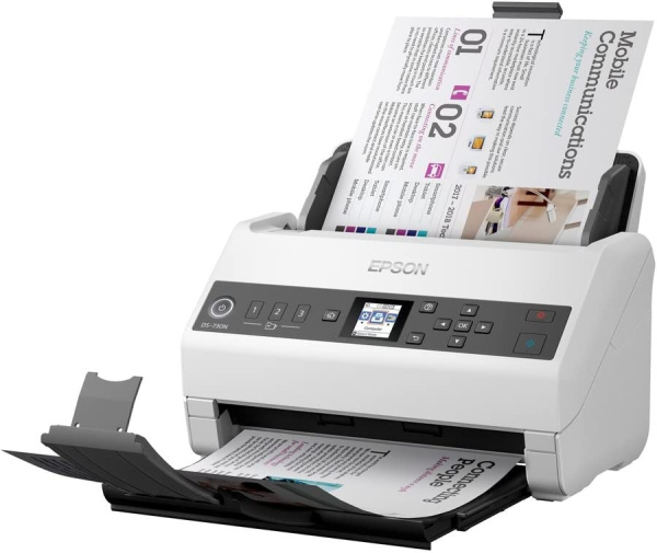 Сканер планшетный/протяжный Epson WorkForce DS-730N (B11B259401/B11B259502) A4 белый