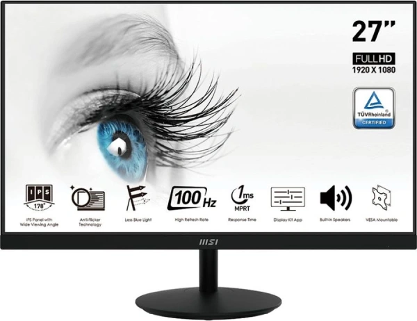 Монитор MSI 27" Pro MP271A черный IPS LED 1ms 16:9 HDMI M/M матовая 300cd 178гр/178гр 1920x1080 100Hz VGA DP FHD 3.9кг