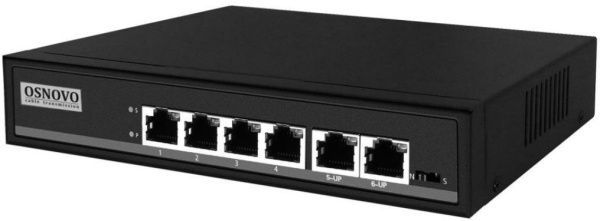 Коммутатор Osnovo SW-20600/A(80W) 6x100Mb 4PoE+ 80W неуправляемый