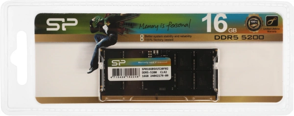 Память DDR5 16GB 5200MHz Silicon Power SP016GBSVU520F02 RTL PC5-41600 CL42 SO-DIMM 262-pin 1.1В kit single rank Ret