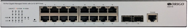 Коммутатор Origo OS3118 OS3118/A2A (L2) 16x1Гбит/с 2SFP управляемый