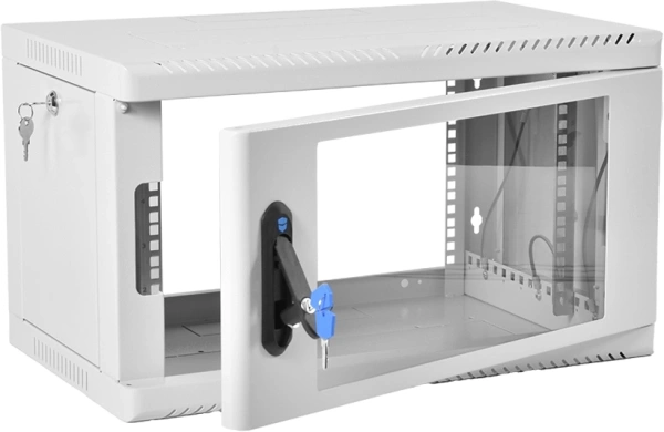Шкаф коммутационный ЦМО (ШРН-6.500) напольный 6U 600x500мм пер.дв.стекл 200кг серый 470мм 180град.