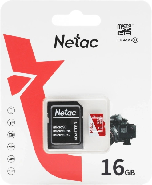 Флеш карта microSDHC 16GB Netac NT02P500ECO-016G-R P500 Eco + adapter