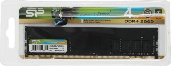 Память DDR4 4GB 2666MHz Silicon Power SP004GBLFU266X02 RTL PC4-21300 CL19 DIMM 288-pin 1.2В single rank Ret