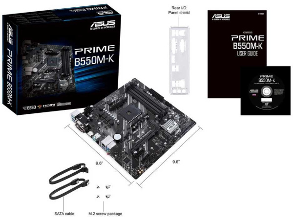 Материнская плата Asus PRIME B550M-K Soc-AM4 AMD B550 4xDDR4 mATX AC`97 8ch(7.1) GbLAN RAID+VGA+DVI+HDMI